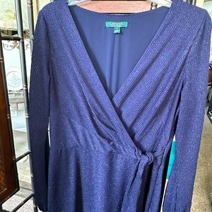 Navy blue with silver threads Ralph Lauren maxi dress sz 10